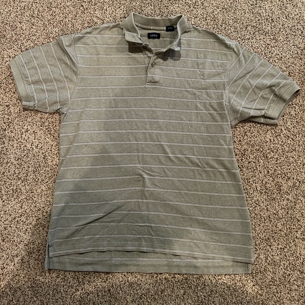 Izod Men's Polo Shirt in Gray with Stripes